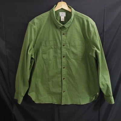 LL Bean Shirt Jacket Mens Large Traditional Fit Cotton Military Long Sleeve - Image 1 of 4