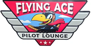 Open Road Marken Flying Ace Pilot Lounge geprägtes Blechschild - sehr gut - Bild 1 von 2