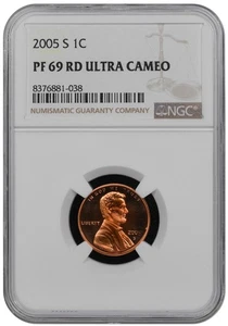 2005 s LINCOLN CENT  graded by NGC PF 69 RD ULTRA CAMEO - Picture 1 of 2