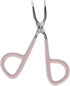 Eyebrow Tweezers, Stainless Steel Hair Removal Clip with Grinding Handle Pink  - Picture 1 of 9