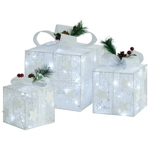 Geschenkboxen Weihnachten 3 Stk. Silbern Outdoor Indoor Weihnachtsbeleuchtung - Bild 1 von 9