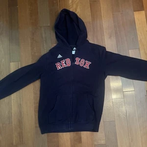 Navy Adidas Red Sox Embroidered Zipper Hoodie Kid’s XL - Picture 1 of 6