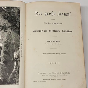 1890 Der groke hampf E.C. White The Big Struggle btwn Christ & Satan German HC - Picture 1 of 23