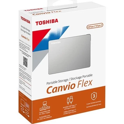 Toshiba Canvio Flex HDTX140XSCCA 4 TB Portable Hard Drive - External - Silver - Image 1 of 3