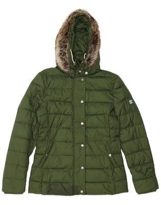 BARBOUR Womens Hooded Padded Jacket UK 10 Small Green Polyester BE15 - Image 1 of 4