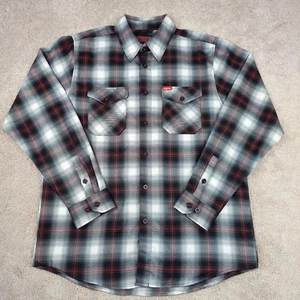 Dixxon Flannel Shirt Mens Large Black Red Plaid Barrett Jackson Car Show Racing - Picture 1 of 10