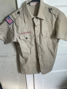 Boy Scout BSA UNIFORM Tan SHIRT Youth Large Size 16 Short Sleeve O63 - Picture 1 of 6