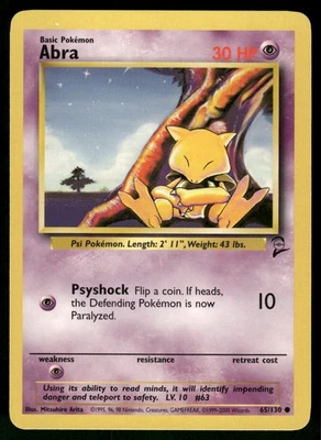 2000 Lightly Played Pokemon Abra 65/130 Base Set 2 - Image 1 of 3