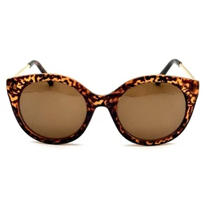 Old Navy Designer Cat-Eye Sunglasses Brown With Gold Tortoise Frame Tan Lenses - Picture 1 of 9
