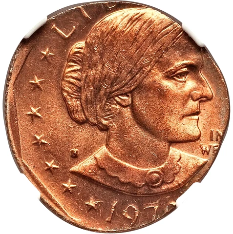 1979-S SBA ON CENT PLANCHET NGC MS-64 CHERRY RED!  SUSAN B ANTHONY DOLLAR Cover