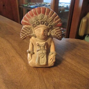 Antique Terracotta Aztec Warrior Mayan God Figurine 4 inch - Picture 1 of 7