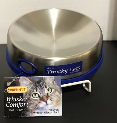 Cuenco de alimentación cómodo para gatos Ruffin' It Whisker, acero inoxidable - nuevo con etiquetas Foto 1 de 4