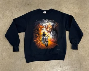 Vintage 90s Biker Wizard Soport swear Sweatshirt size Large USA made 50/50 - Picture 1 of 4
