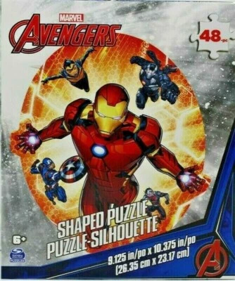 Jigsaw Puzzle 48 Pieces Silhouette Shaped 10 x 9 Marvel Avengers Spinmaster - Image 1 of 3