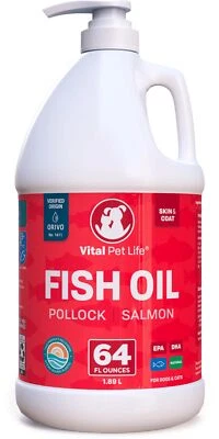Fish Oil for Dogs Healthy Skin & Coat Omega 3 EPA DHA Brain & Heart Health 64 oz - Image 1 of 4