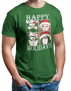 NEW Men's Naruto Size Large T-Shirt Christmas Happy Holidays Green New with Tags - Picture 1 of 1
