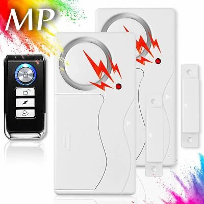 110dB Funk Einbruchschutz mit Fernbedienungen Tür Fensteralarm Alarmanlage Weiß - Bild 1 von 4