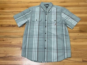 Carhartt Utility Button Up Shirt Men's M Gray Plaid Loose Fit Button Down Collar - Picture 1 of 9