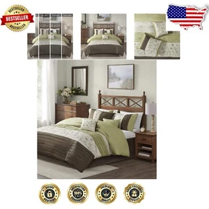 Cozy Floral Luxury Bedding Set with Window Curtains - 7-Piece California King - Picture 1 of 17
