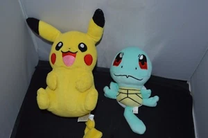 Tomy Pokémon 9” Pikachu & 4" Squirtle Plush Toy Preowned Z4 - Picture 1 of 3