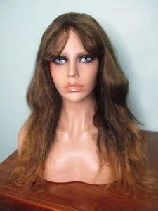 24" Hell- und Dunkelbraun Brünette Mischung Wellig Lang Shag Retro Perücke Markenlos - Kamm - Bild 1 von 14