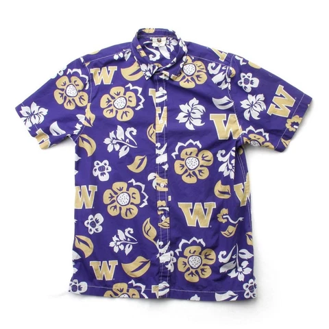 Men's University of Washington Floral Shirt Button Up Beach Shirt Cover