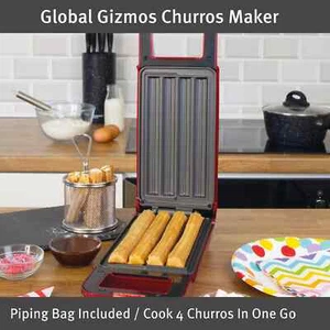 Global Gizmos 700W Electric Churros Maker / 180° Rotary System / Bakes 4 Churros - Picture 1 of 3