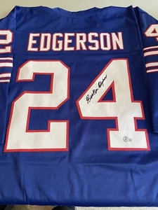 BUFFALO BILLS Booker Edgerson #24 SIGNIERTES blaues Heimtrikot selten beckett - Bild 1 von 2