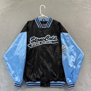 Giacca vintage Stone Cold Steve Austin raso uomo XL blu WWF teschio anni 90 a scatto - Foto 1 di 10