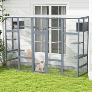 COZIWOW Cat Enclosure Catio Wooden Large Cage with 6 Platforms Cat Cage Condo - Picture 1 of 20