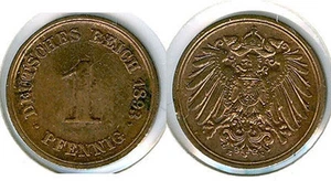 Empire 1 Pfennig 1893 E Almost Uncirculated - Picture 1 of 1