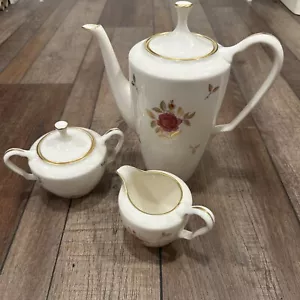 3 Piece Rare Lenox Rhodora P471 Tea Coffee Pot Sugar Creamer - Picture 1 of 5