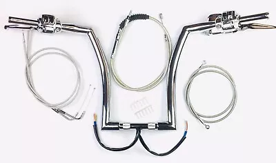 Kit de control de manillar cromado 16 x 1,5 Ape Hanger 00 - 06 Harley Fatboy FLSTF Foto 1 de 3