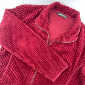 Woolrich Deep Ruby Red Corduroy Zip Up Jacket Cotton Ribbed Casual Coat M/M - Picture 1 of 6