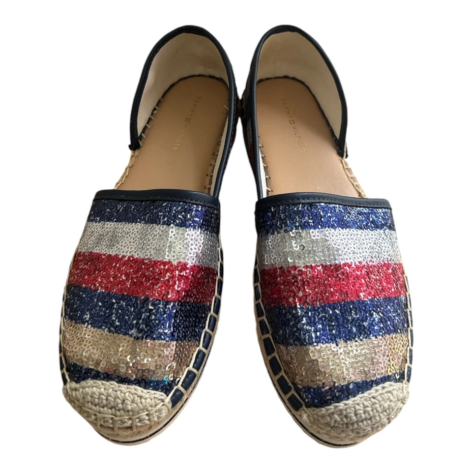 Tommy Hilfiger Red BlueCarlisse alpargatas rasas lantejoulas plataforma robusta 6 M - Imagem 1 de 4