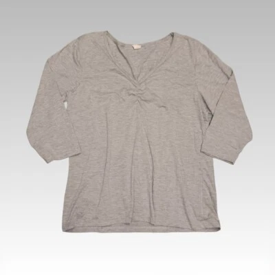 Closer E-vie Gathered T-shirt Womens Size 18 - 20 Long Sleeve Grey Basic Casual — 第 1/4 张图片