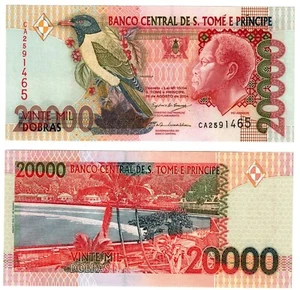 2004 Sao Tome Principe Banknote P67c 20000 Dobras UNC Saint Thomas Oriole bird - Picture 1 of 1