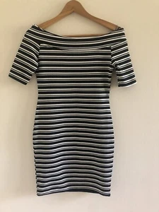 Ladies size 10 Bodycon Dress. Black & White Stripe. New without Tag. - Picture 1 of 3