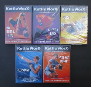 SEALED NEW 5 KettleWorx DVDs Fitness Exercise Workouts: Butt Chest Hips Core etc - Picture 1 of 9