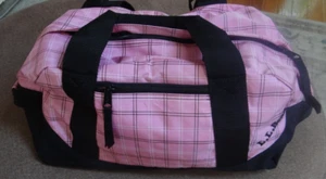 SEHR GUTER ZUSTAND KLEINE LL BEAN ROSA KARIERTE BESTICKTE SEESACK mit schwerem Reißverschluss -- 17 x 11,5 x 8 - Bild 1 von 8