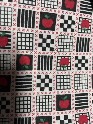 Fabric Traditions 1994 Small Squares Checks Stripes Apples Fabric 18" x 44"  - Image 1 of 4