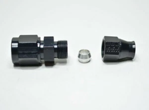 893004-BL Fragola -6 AN Female To 1/4" Hard Tube Compression Adapter Fitting BLK - Picture 1 of 2