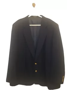 Vtg Oakton Ltd. Men’s Big & Tall Navy Blue Sport Coat Jacket Gold Buttons 52BL - Picture 1 of 10