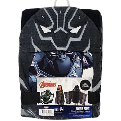 Toalla con capucha Marvel Black Panther para niños 22"x 51" baño piscina playa Foto 1 de 4
