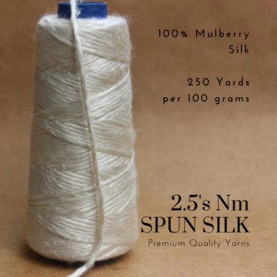 2 x 100 грамм конусы - 100% шелк шелковицы - 2,5 Нм / 1 слой - натуральный цвет - Изображение 1 из 2