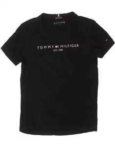 TOMMY HILFIGER Girls Graphic T-Shirt Top 9-10 Years Black Cotton BP14 - Picture 1 of 3