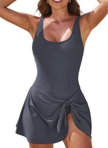 Womens One Piece Swimdress Swimsuits Tummy Control Swim Dresses Skirt Bathing... - Picture 1 of 9
