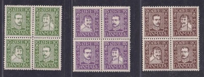 Denmark Scott 167a,171a,175a XF MNH 1924 Postal Service Se-Tenant Blocks CV $225 - Image 1 of 2