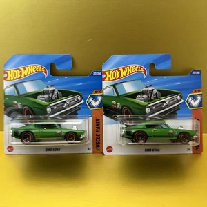 2025 HOT WHEELS MAINLINE SHORT CARD CASE L KING KUDA Lot Of 2 Green Vhtf Mopar - Picture 1 of 3