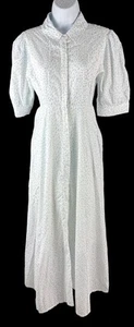 Women's India Amory White Blue Printed Short Sleeve Cotton Midi Dress Size S - Picture 1 of 5